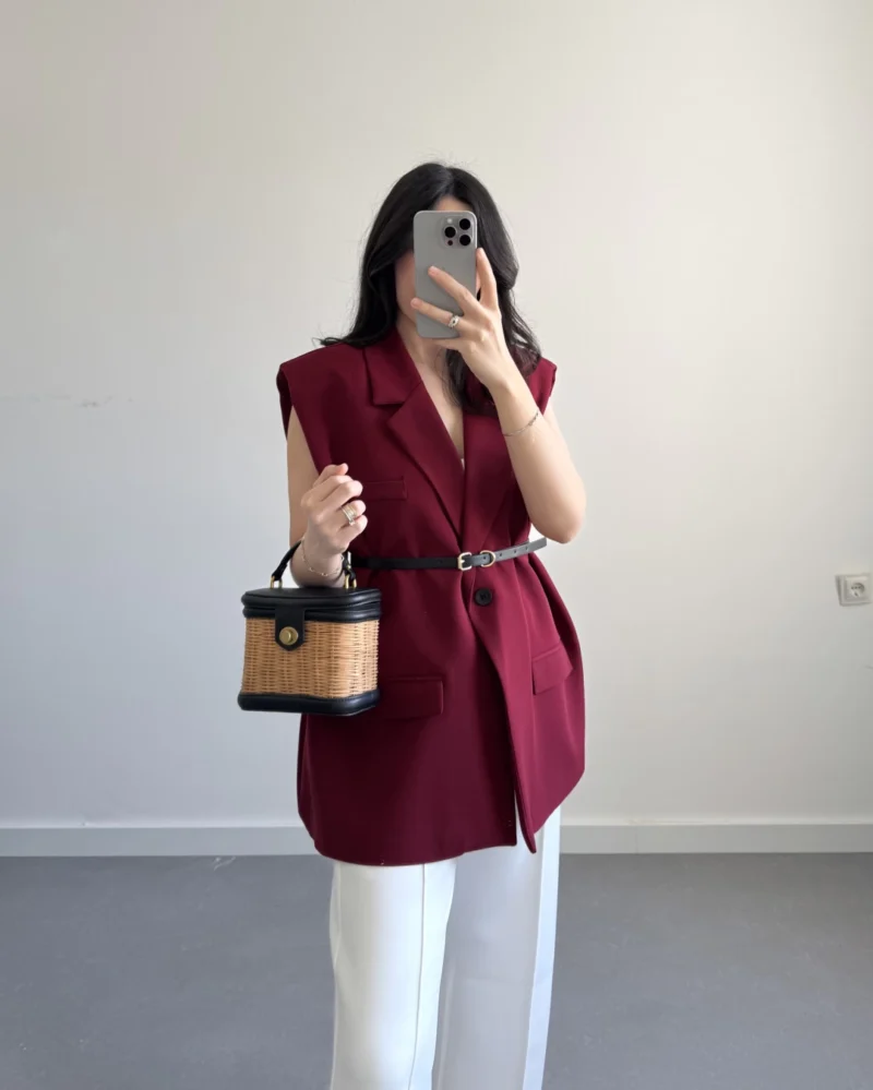 Blazer sans manche avec ceinture - Image 7
