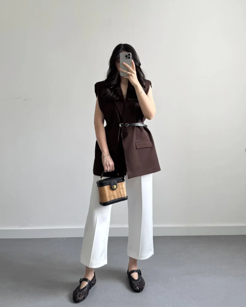 Blazer sans manche avec ceinture - Image 3