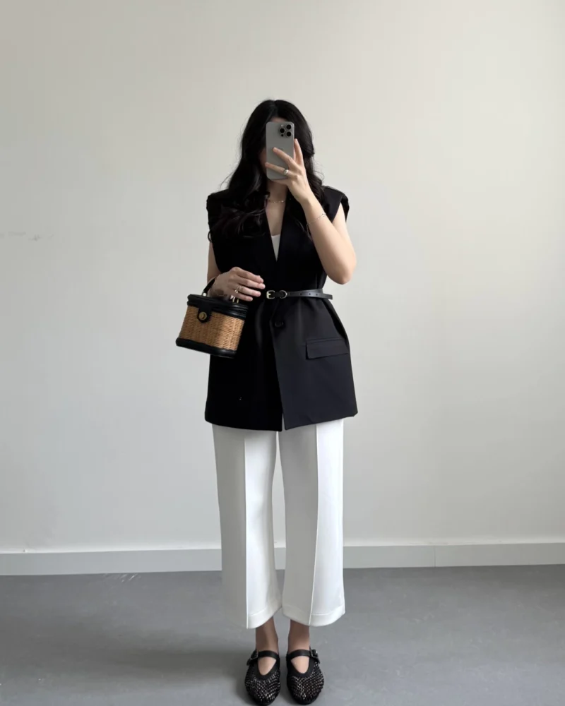 Blazer sans manche avec ceinture - Image 5
