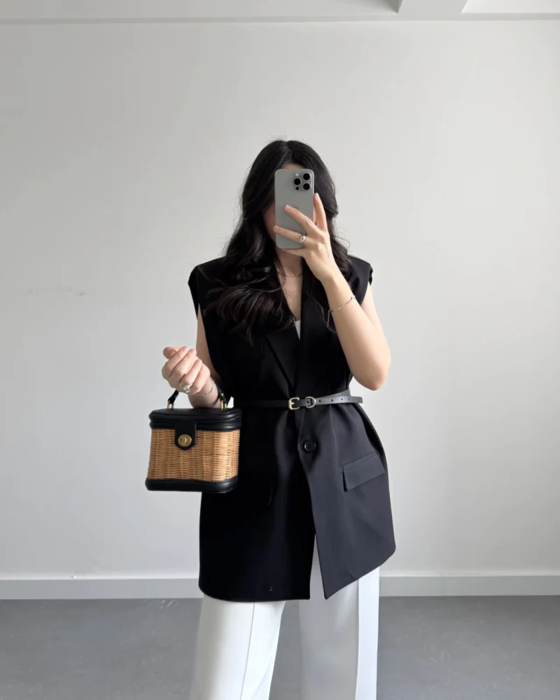 Blazer sans manche avec ceinture - Image 6