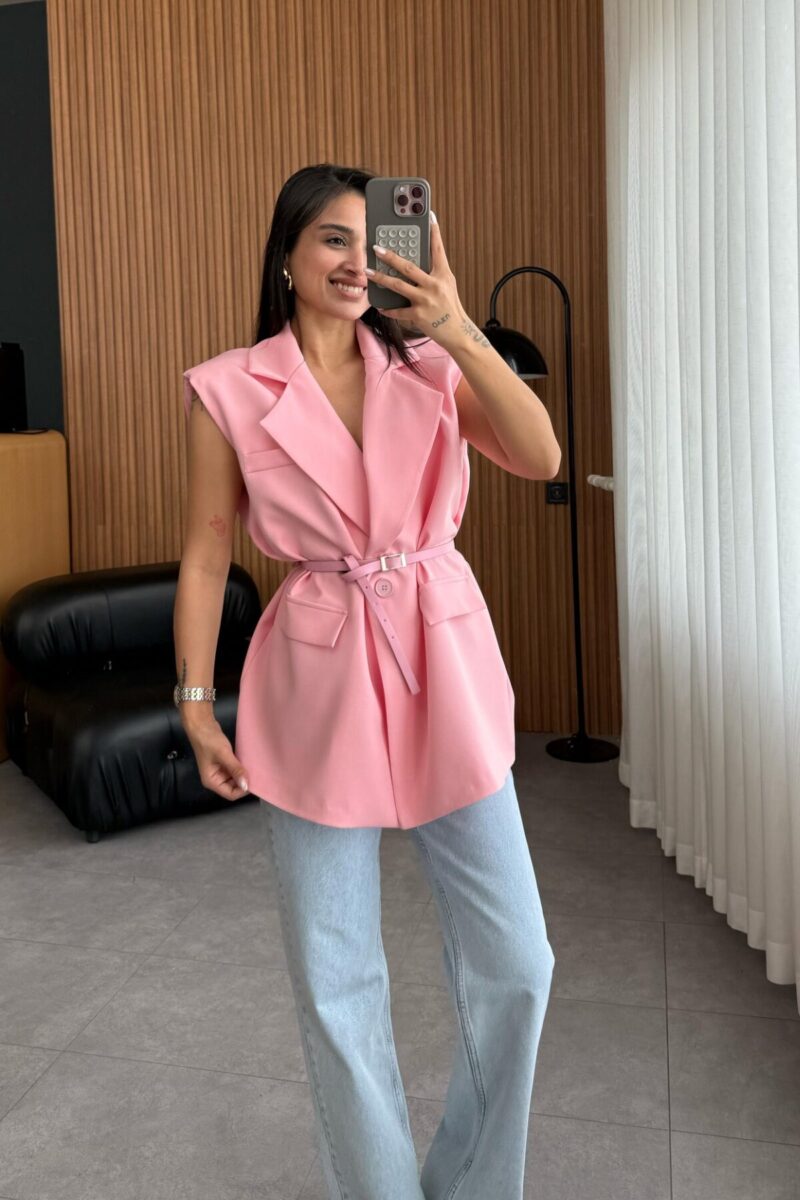 Blazer sans manches avec ceinture - Image 3