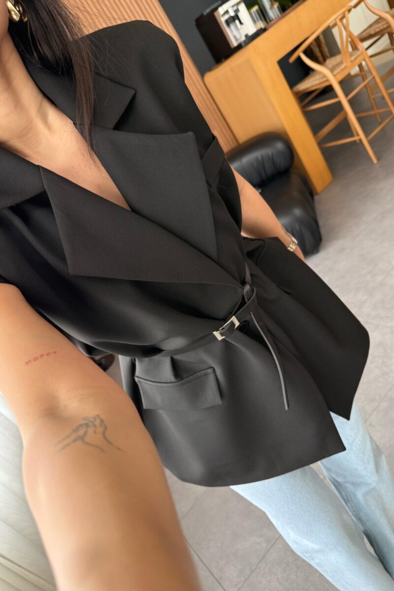 Blazer sans manches avec ceinture - Image 7