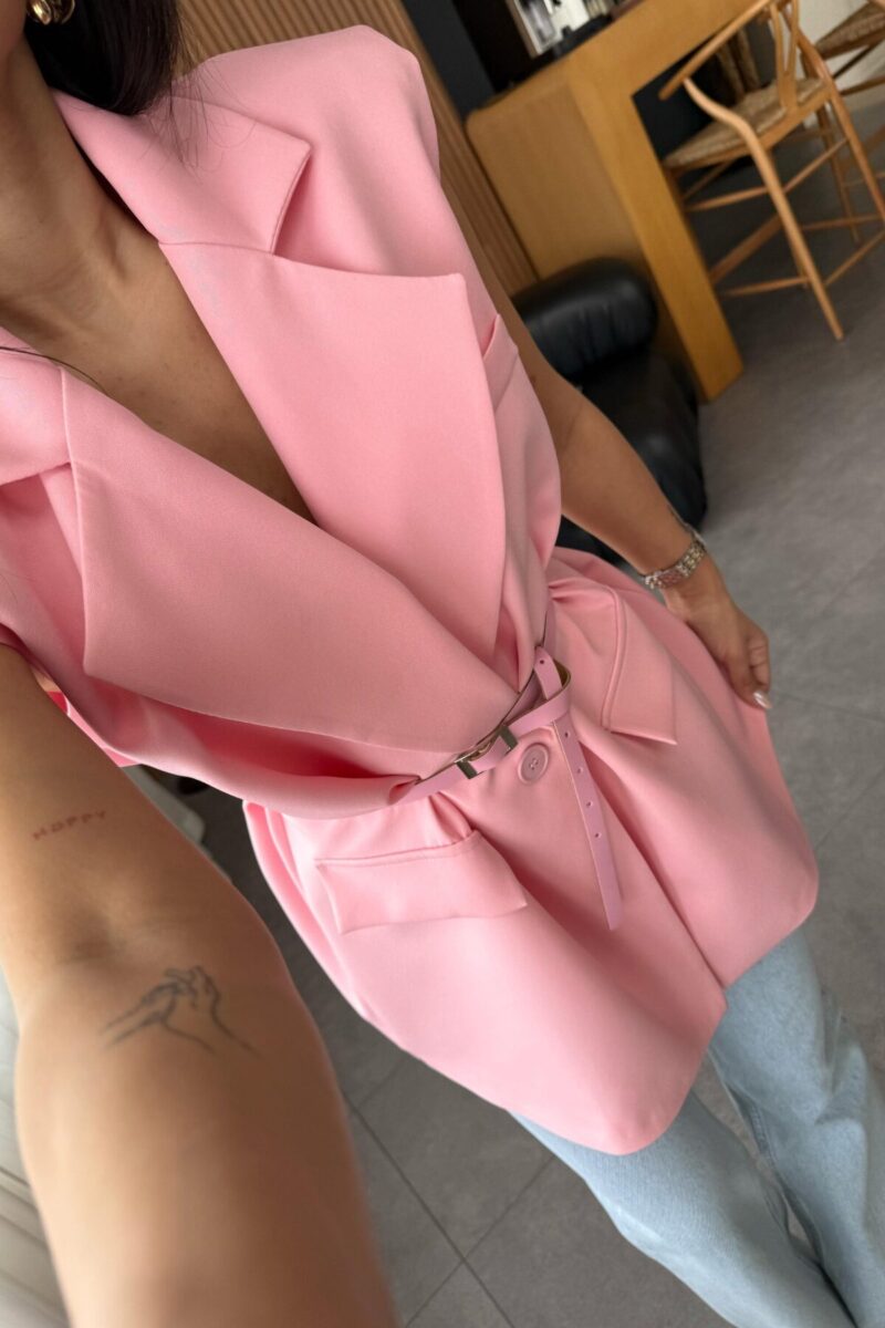 Blazer sans manches avec ceinture - Image 5