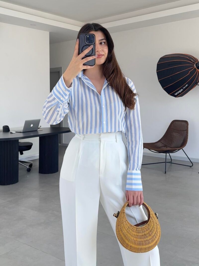 Chemise à rayures bleu